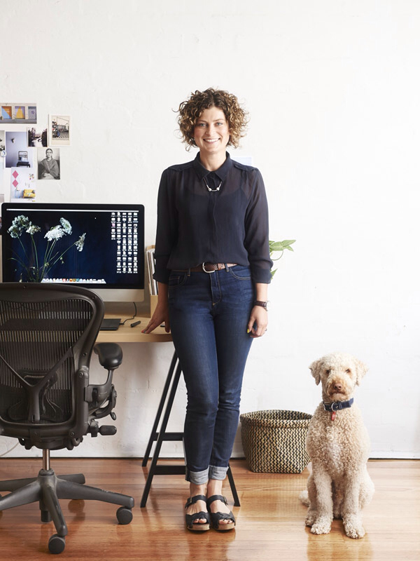 playful headshot office with dog