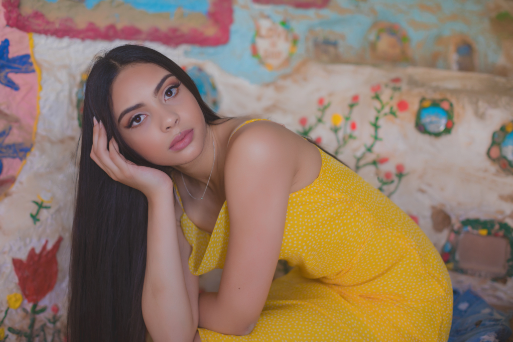 Styled high school senior portrait session at Salvation Mountain