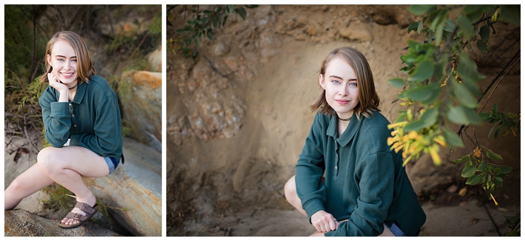 High school senior lifestyle portraits on picnic beach in Laguna beach