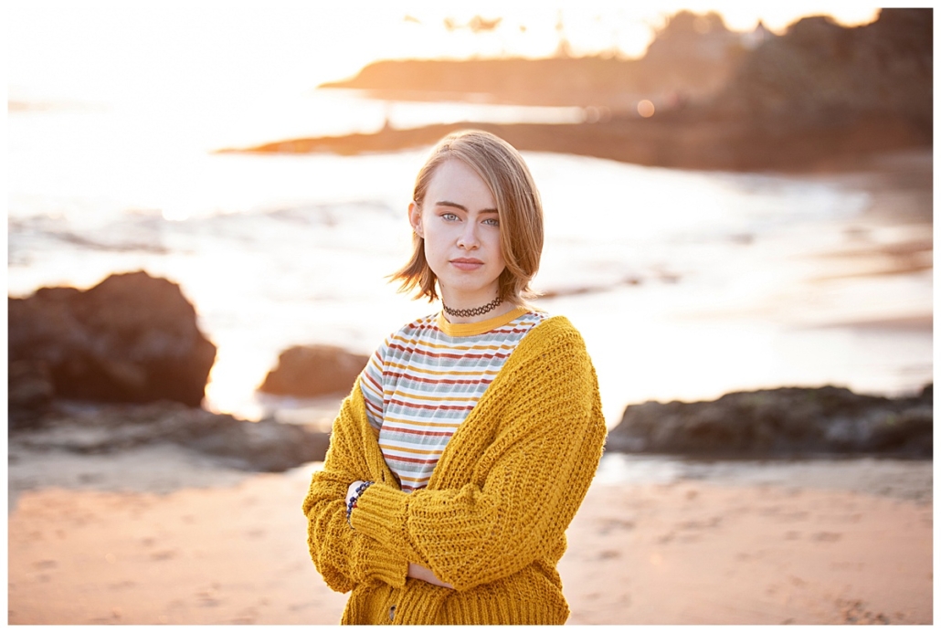 High School senior girl portraits taken at sunset in Laguna Beach located in Orange County