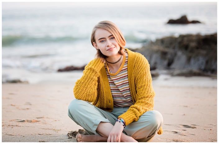 Senior portraits taken in Laguna Beach at sunset