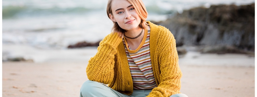 Senior portraits taken in Laguna Beach at sunset