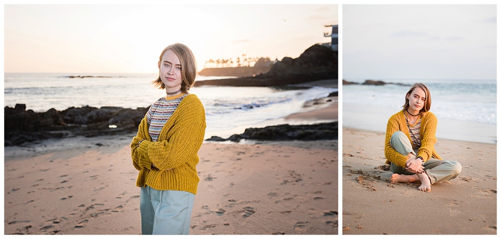 Sunset beach high school senior beach portraits photographed at Picnic beach in Laguna beach Orange County