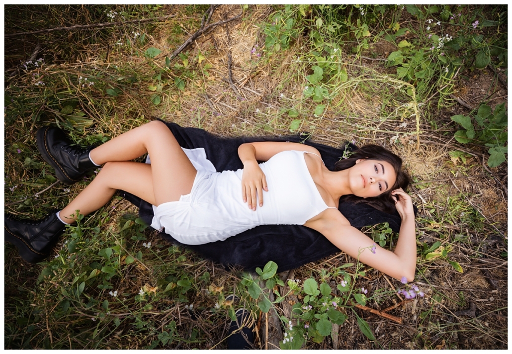 Laguna Canyon high school senior photo shoot in a field