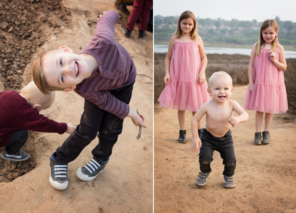 Kids being silly at a photo shoot in Newport Beach.