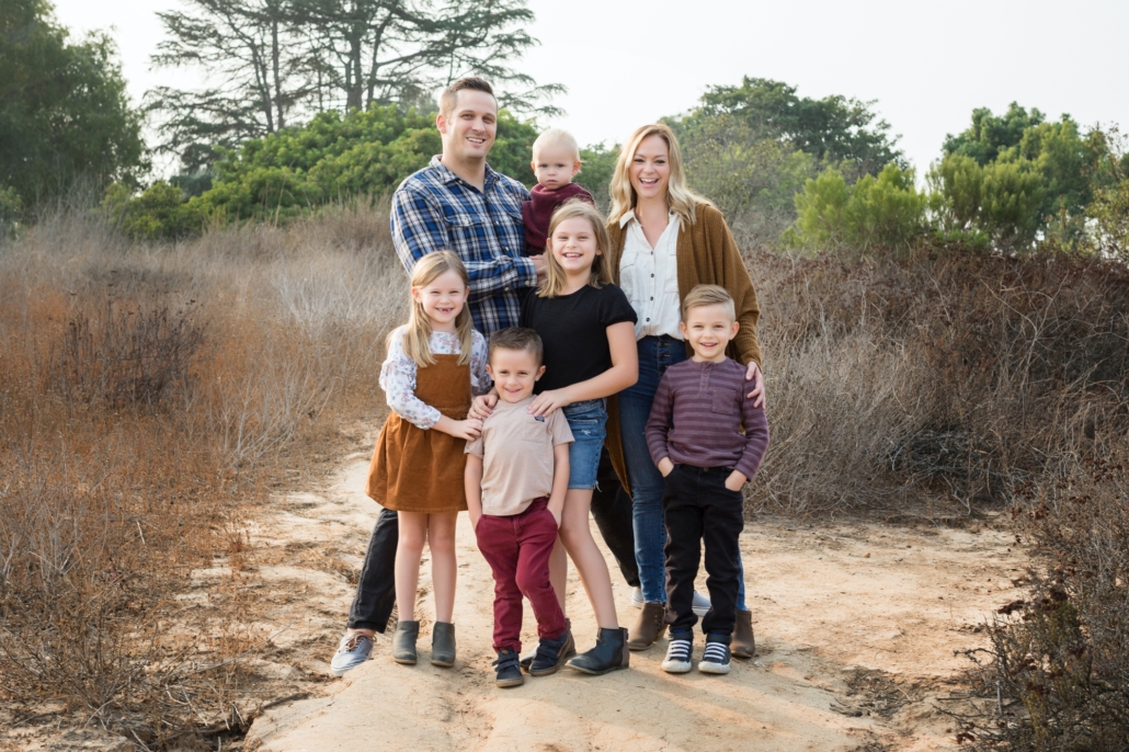 Family of 7 in Orange County doing a family portrait shoot in the Back Bay.