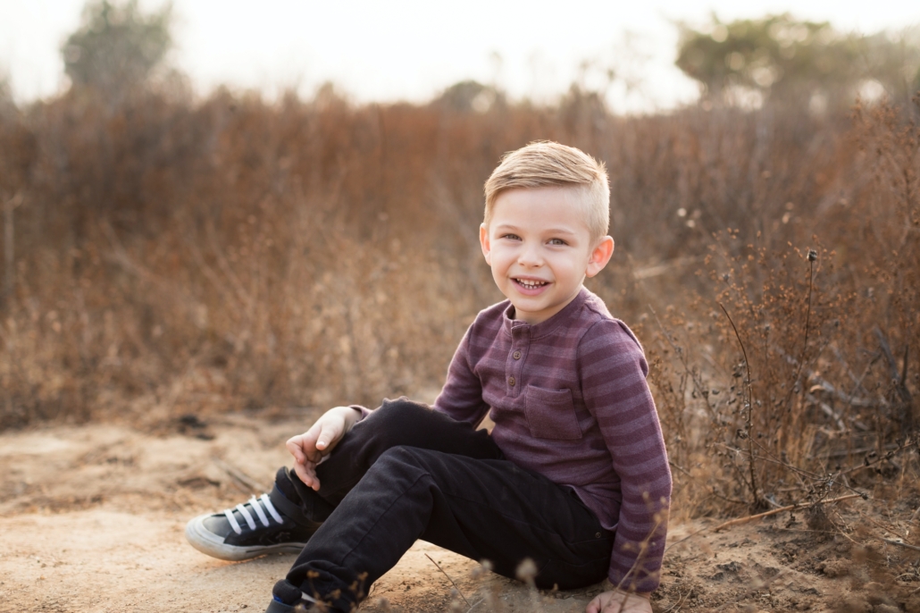 Five year old boy professional photo shoot in Orange Counties upper back bay