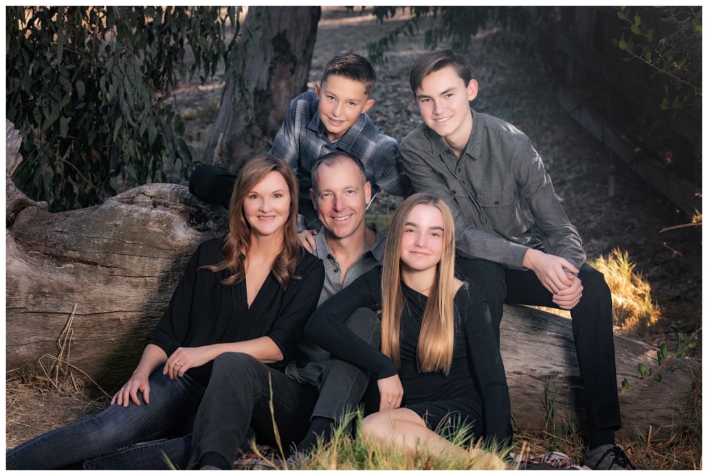 Orange County Family photographed in the field surrounding Laguna Hills.  This family when with a black and grey color scheme for their family photographs.