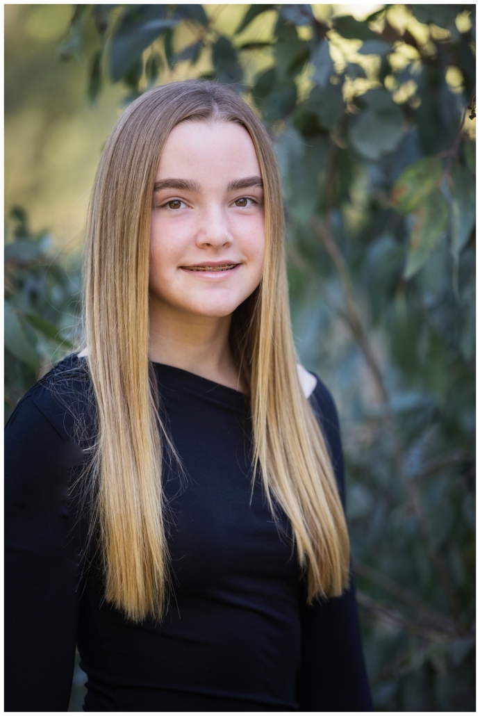 Tween age girl photographed in Laguna Hills on the horse trails