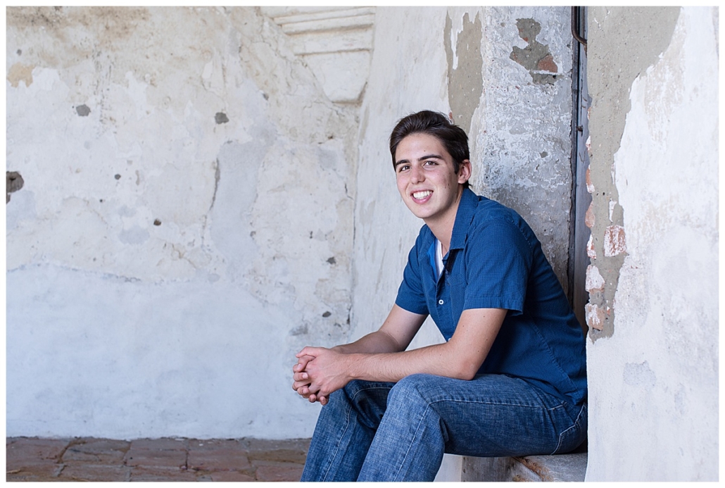 High school senior guy pics at the Mission in San Juan Capistrano