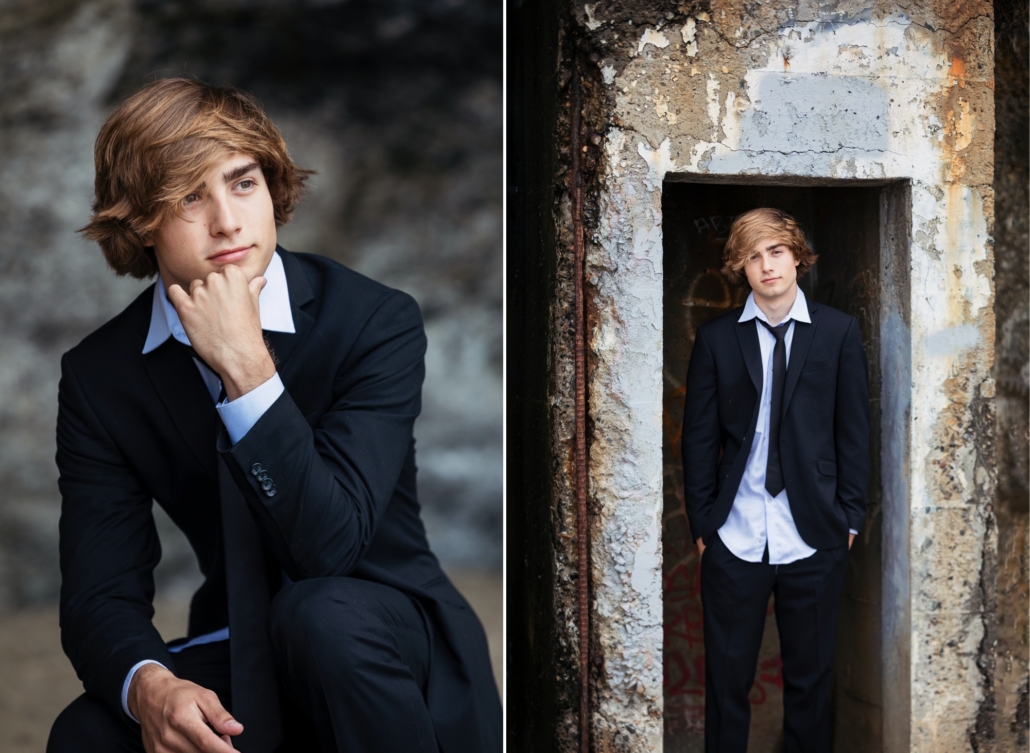 Urban inspired high school portraits at the beach in Laguna Beach.