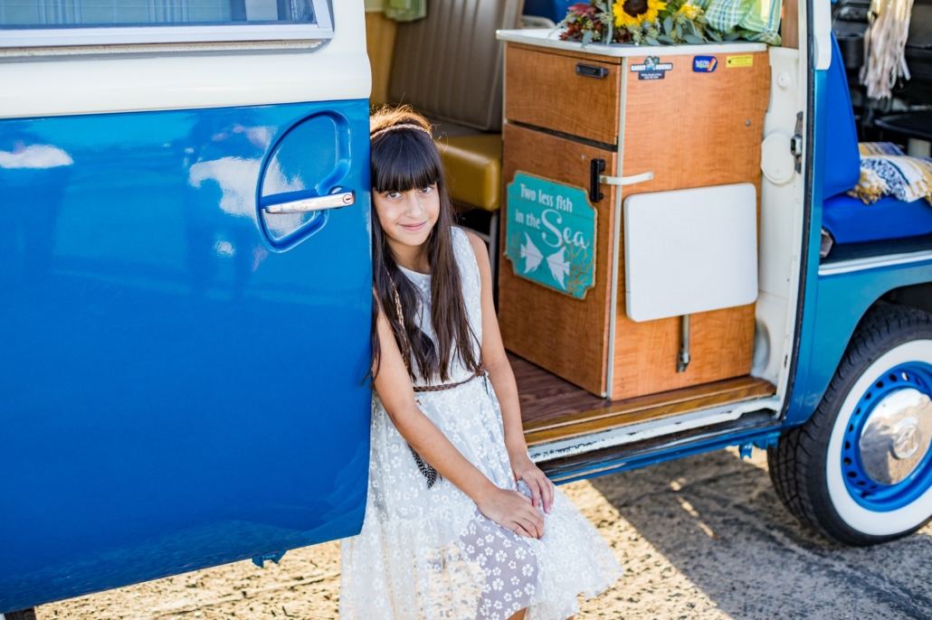 OC Family photo session with youngest daughter in vintage van