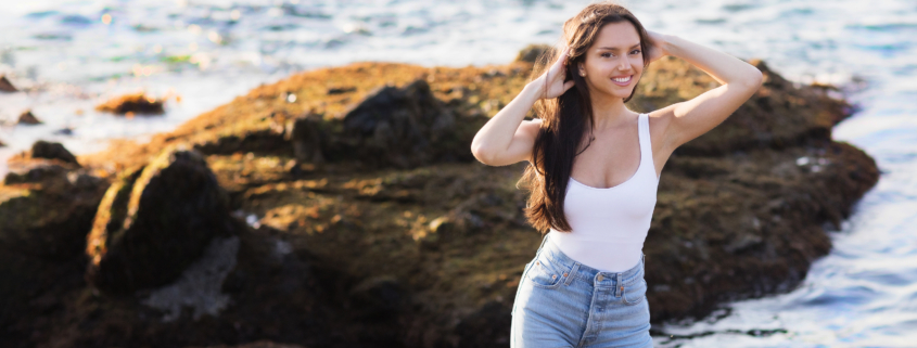 Model for a day session in Laguna Beach for a high school senior