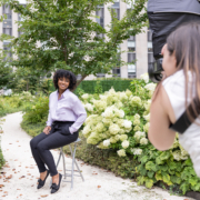 Amenities-services-headshots-0078 Behind the scenes of a corporate outdoor photoshoot at Rockefeller Center in New York City.
